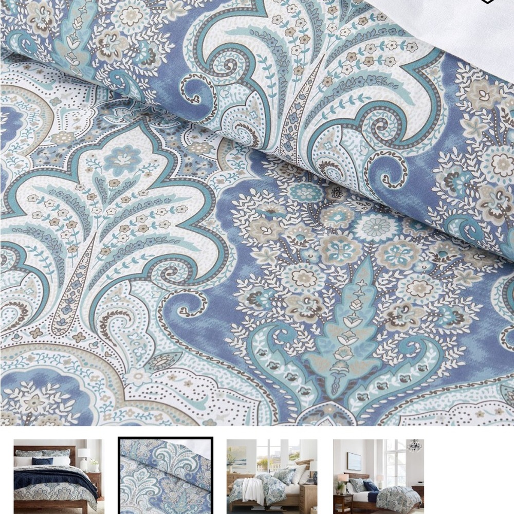 Pottery Barn Blue and White Paisley Jordana Duvet Cover (no shams)